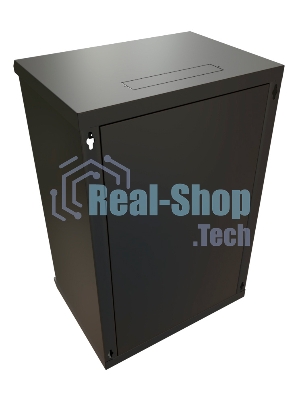 Шкаф коммутационный WRline (WR-TW-2245-SR-RAL9004) настенный 22U 600x450 мм пер. дв. металл 2 бок. пан. 60 кг черный 370 мм 1086 мм IP20 сталь