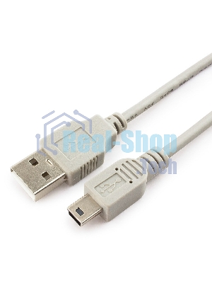 Кабель USB2.0 Cablexpert CC-USB2-AM5P-6-N, AM/MiniUSB, медь, экран, Pro, 1.8м серый, пакет