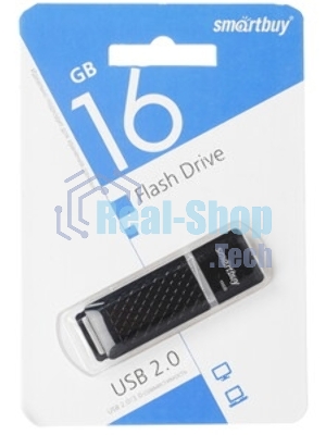 Флешка USB Smartbuy Quartz Black (SB16GbQZ-K), 16Gb, USB 2.0, R/W 25/15, черный