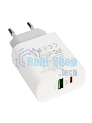 Сетевое зарядное устройство HOCO C80A Rapido 1xUSB + 1xUSB-C, 3.1A, 20W, белый