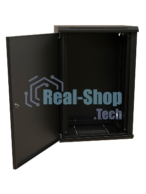 Шкаф коммутационный WRline (WR-TW-2245-SR-RAL9004) настенный 22U 600x450 мм пер. дв. металл 2 бок. пан. 60 кг черный 370 мм 1086 мм IP20 сталь