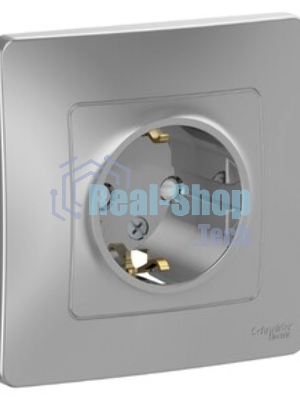 Systeme Electric Blanca внутр Алюминий Розетка с/з со шторками, 16А, 250В