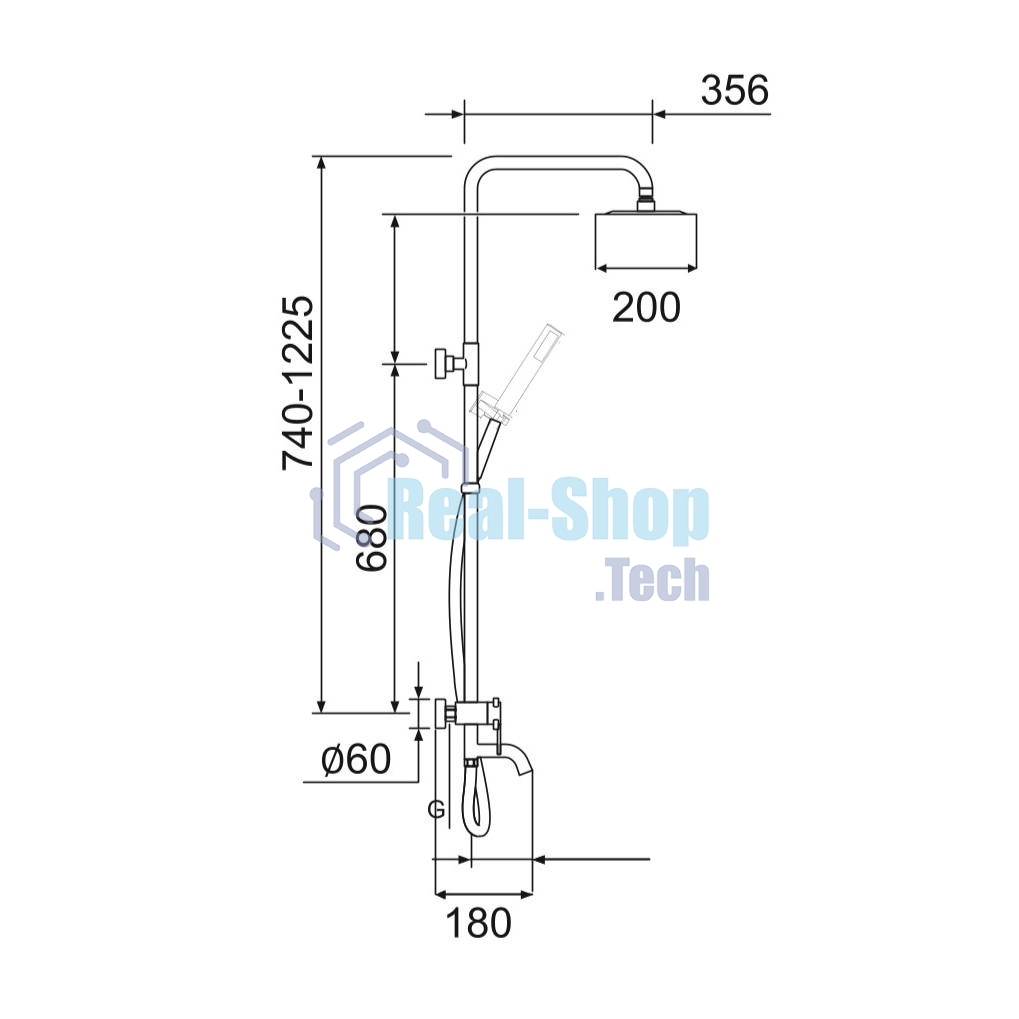 SUS124-009DK Душевая система, ø40