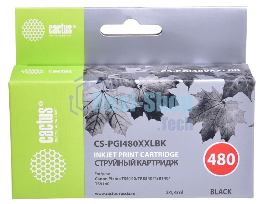 Картридж струйный Cactus CS-PGI480XXLBK черный (24.4мл) для Canon Pixma TR7540/TR8540/TS6140/TS8140