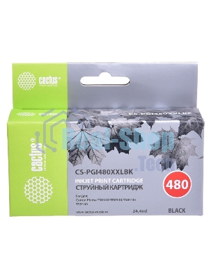 Картридж струйный Cactus CS-PGI480XXLBK черный (24.4мл) для Canon Pixma TR7540/TR8540/TS6140/TS8140