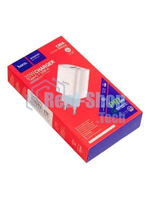 Сетевое зарядное устройство HOCO C80A Rapido 1xUSB + 1xUSB-C, 3.1A, 20W, белый