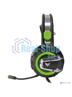 Гарнитура Crown CMGH-3002 чёрный/зелёный, проводная, подсветка