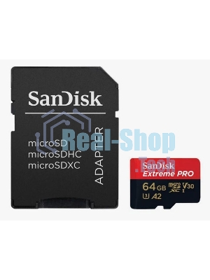 Флеш карта SanDisk Extreme Pro microSD UHS I Card 64GB for 4K Video on Smartphones, Action Cams & Drones 200MB/s Read, 90MB/s Write, Lifetime Warranty