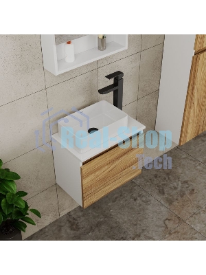 Комплект для ванной, 4 предмета (тумба Bau Dream 50 + раковина BAU 37х23, белая + смеситель Hotel Black, выпуск клик-клак, черный)