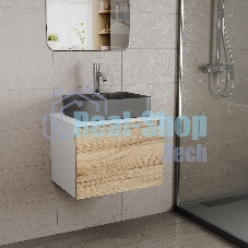 Комплект: тумба Bau Dream Blackwood 60, 1 ящик, раковина BAU Cerama 48х37, темно-серая, смеситель Hotel Dream, нерж сталь