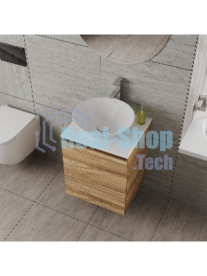 Тумба Bau Dream Blackwood 50 с дверцей, раковина BAU Dream D43, смеситель для раковины высокий Hotel Still, нержавеющая сталь, выпуск клик клак, белый