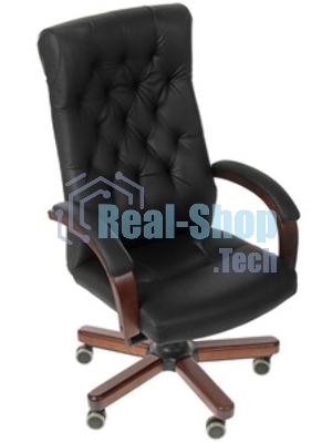 Кресло Бюрократ T-9928WALNUT черный, кожа