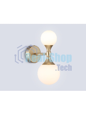 Настенный светильник Ambrella light LH51053/2 GD/FR золото/белый матовый G9*2 max 28W 120*195*300