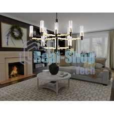 Люстра Ambrella light LH55515/12 BK/BS/CL черный/латунь/прозрачный E14*12 max 40W D860*905