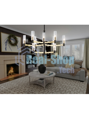 Люстра Ambrella light LH55515/12 BK/BS/CL черный/латунь/прозрачный E14*12 max 40W D860*905