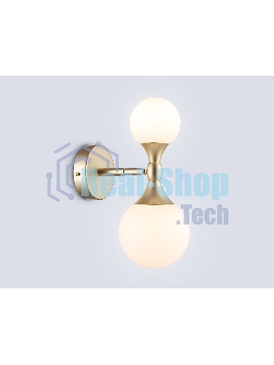 Настенный светильник Ambrella light LH51053/2 GD/FR золото/белый матовый G9*2 max 28W 120*195*300