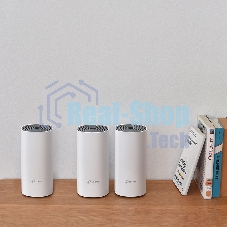 Домашняя Mesh Wi-Fi система TP-Link Deco E4 (3-Pack), 1167 Мбит/с (5 ГГц: до 867 Мбит/с + 2,4 ГГц: до 300 Мбит/с), 2 порта 100 Мбит/с, 2 встроенные антенны на каждом модуле Deco