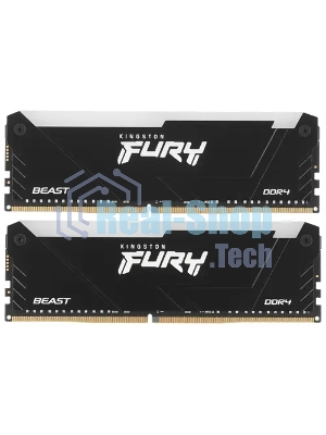 Оперативная память Kingston Fury Beast, DDR4, 64Gb (2x32Gb), 3600MHz, CL18, DIMM, с радиаторами, RGB, черный
