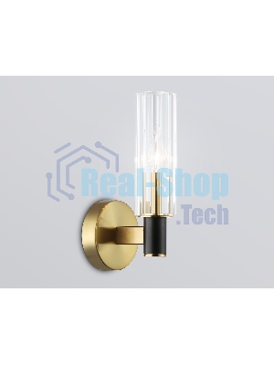 Настенный светильник Ambrella light LH55517 BK/BS/CL черный/латунь/прозрачный E14 max 40W 120*100*250