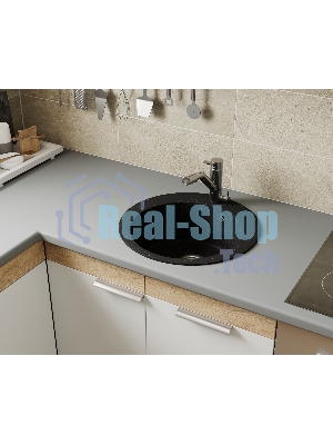 Мойка для кухни BAU Dream Pro D 48, без выпуска, черный камень