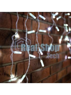 Новогодние светоукрашения Neon-night Гирлянда Айсикл (бахрома) светодиодный, 4,8 х 0,6 м, белый провод, 220В, диоды белые