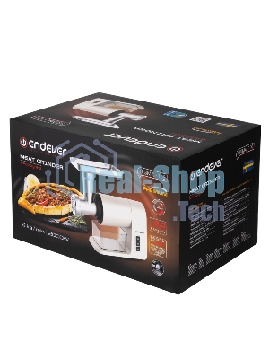 Мясорубка электрическая Endever Sigma-106, мощность 2000 Вт, в комплекте 3 решетки и 3 насадки, бежевый, 2 шт/уп