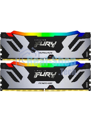 Оперативная память Kingston Fury Renegade, DDR5, 32Gb (2x16GB), 7200MHz, CL38, DIMM, с радиатором, RGB, серебристый/черный