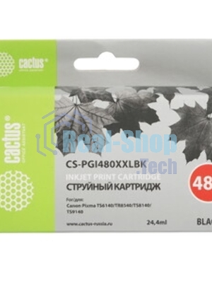 Картридж струйный Cactus CS-PGI480XXLBK черный (24.4мл) для Canon Pixma TR7540/TR8540/TS6140/TS8140