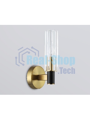 Настенный светильник Ambrella light LH55517 BK/BS/CL черный/латунь/прозрачный E14 max 40W 120*100*250