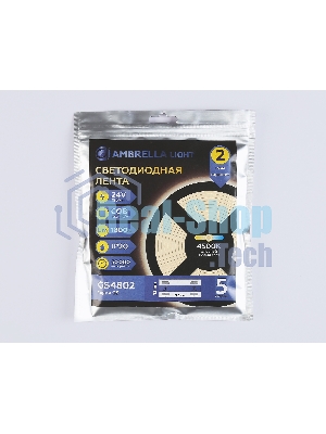 Светодиодная лента Ambrella light GS4802 COB 616Led/19W m/ 24V IP20 4500K/ 5m*12mm*2mm (2 конт.)