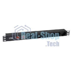 Блок ITK PDU 7 розеток DIN49440 (нем. станд.) с LED выключателем и защитой от перенапряжения, 1U, без шнура, вх. IEC320 C14, алюминевый профиль, черный