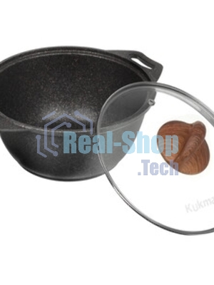 Кастрюля Kukmara кго22а а/пр литая 2,0 л стекл/кр Granit ultra original