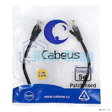 Шнур коммутационный Cabeus, Cat.5e, неэкр., U/UTP, RJ45/RJ45, LSZH, AWG24, 0.3м, черный
