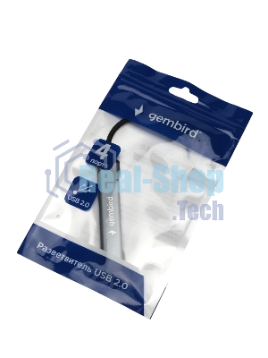 Разветвитель USB2.0 Gembird UHB-C203, 4xUSB2.0, кабель USB 10 см, алюминий, пакет