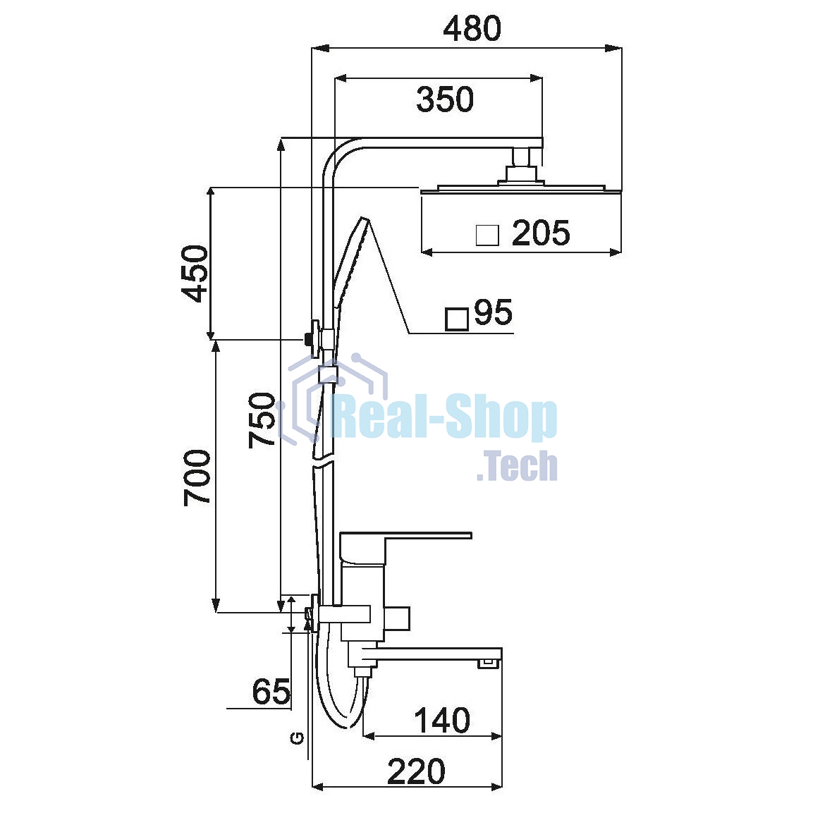 SL144-009DK Душевая система, Ø35
