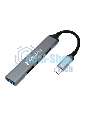 Разветвитель USB3.0/2.0 Gembird UHB-C202, USB3.0, 3xUSB2.0, кабель Type-C 10 см, алюминий, пакет