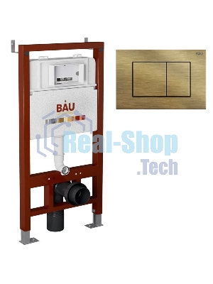 Инсталляция BAU PRO для подвесного унитаза, клавиша смыва BAU Stil для инсталляции, бронза