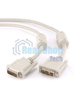 Кабель DVI-D single link Gembird/Cablexpert CC-DVI-6C, 19M/19M, 1.8м, серый, экран, феррит.кольца, пакет