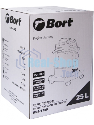Пылесос строительный Bort BSS-1325 91272218 1300 Вт, вместимость 25 л, 29 л/сек, 5,3 кг, набор аксессуаров 6 шт