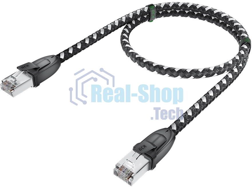 Патч-корд GCR PROF прямой 5.0m, UTP медь cat.6, STRONG черно-белый нейлон, ethernet high speed 10 Гбит/с, T568B, GCR-52779
