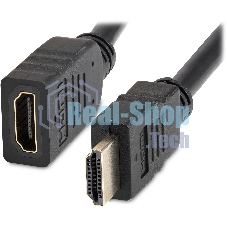 Кабель-удлинитель аудио-видео Buro HDMI (m)/HDMI (f) 3м. позолоч.конт. черный