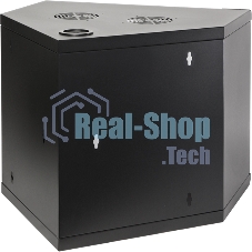 Шкаф настенный угловой, 6U 600x600, стеклянная дверь, черный