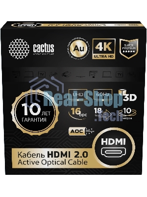 Кабель аудио-видео Cactus CS-HDMI-AOC-2-10 HDMI (m)/HDMI (m) 10м. позолоч.конт. черный