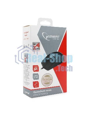 Мышь проводная Gembird MUSOPTI9-905U черный, 1000 dpi, USB, кнопки - 3