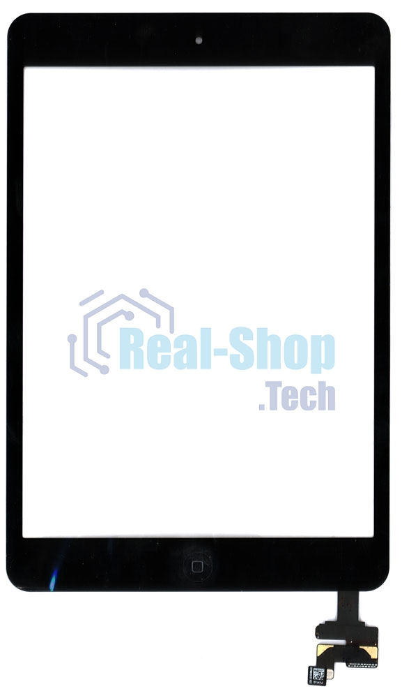 Сенсорное стекло (тачскрин) Ipad mini + stiker + IC с кнопкой Home (A1432 A1454 A1455) черное OEM