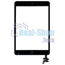 Сенсорное стекло (тачскрин) Ipad mini + stiker + IC с кнопкой Home (A1432 A1454 A1455) черное OEM