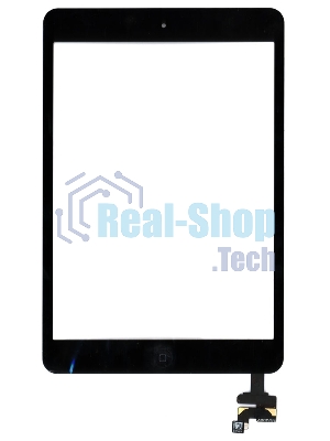 Сенсорное стекло (тачскрин) Ipad mini + stiker + IC с кнопкой Home (A1432 A1454 A1455) черное OEM