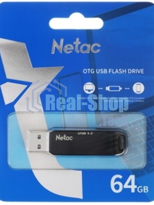 Флешка USB Netac US11 черный 64Gb USB Type-A + USB Type-C, metal/plastic case