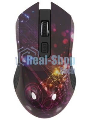 Мышь беспроводная Qumo Fractal M25 черный, 1600 dpi, радиоканал, USB, кнопки - 4