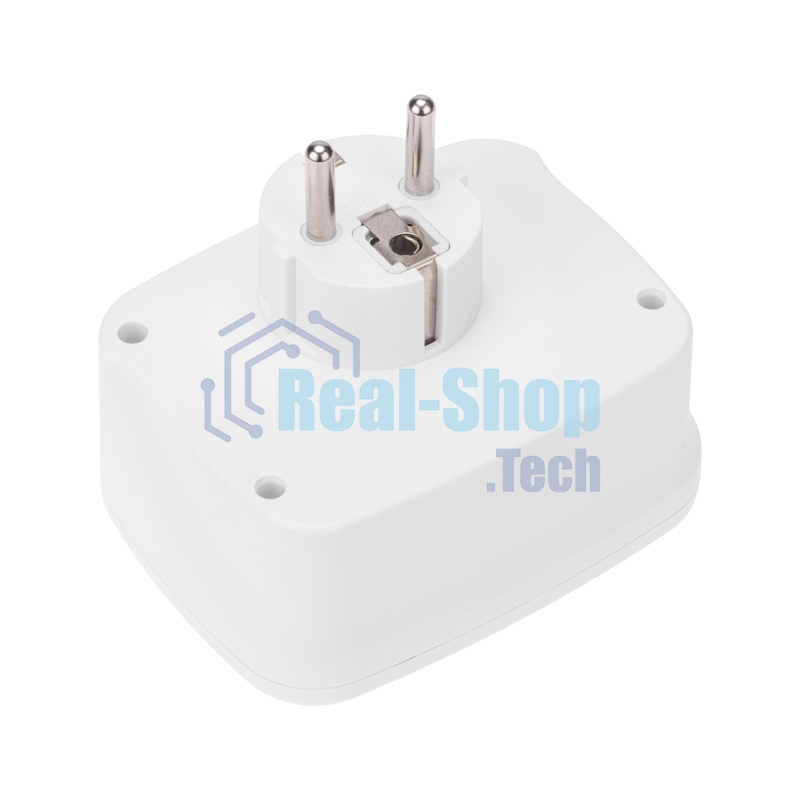 Тройник электрический Rexant 16А + 2х2,5А с заземлением + 3хUSB-A 2,4А + USB Type-C 3А, белый